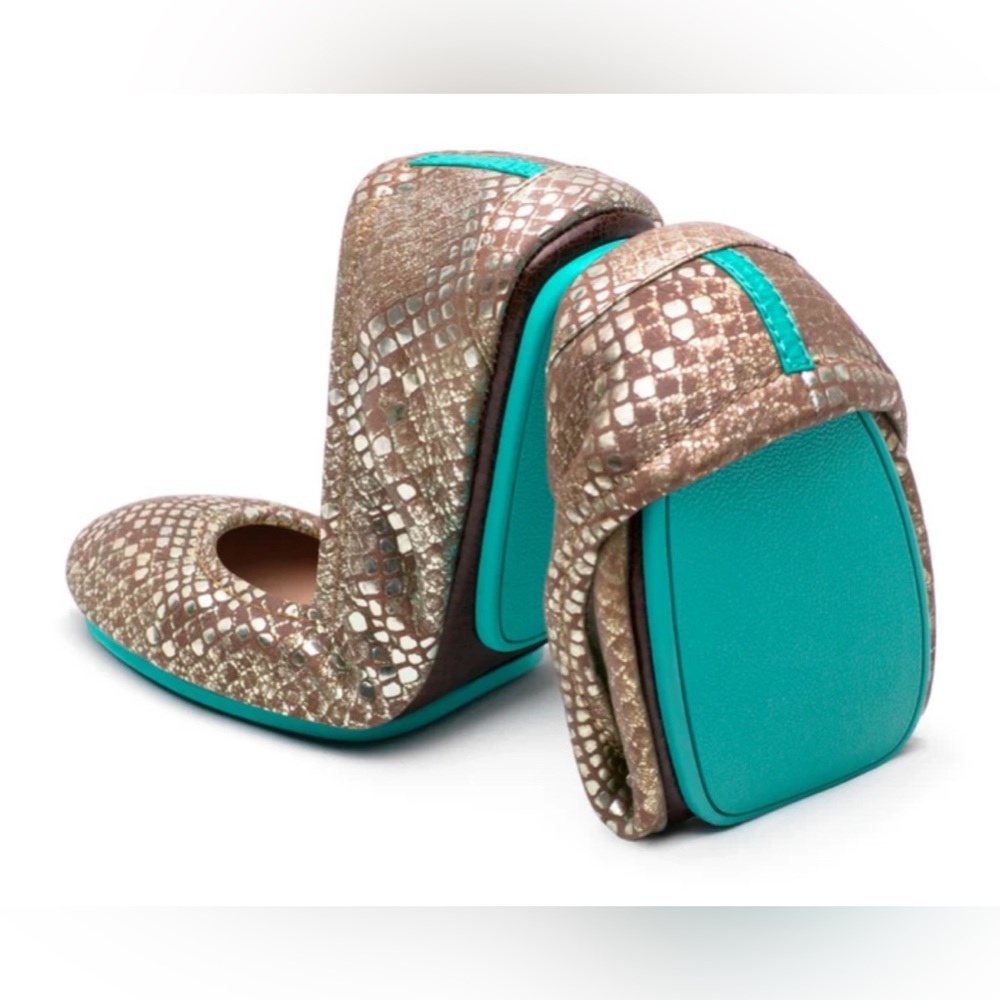 Tieks Wild Copper Metallic Leather Ballet Flats, size 13